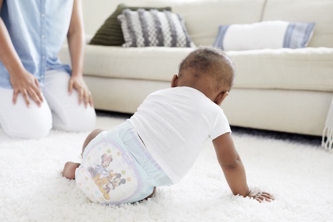 Baby wearing training pants