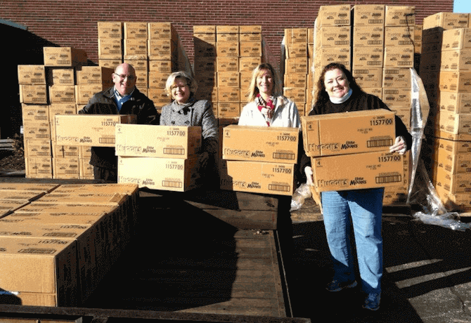 Huggies partners with the National Diaper Bank Network to donate diapers to families in need.